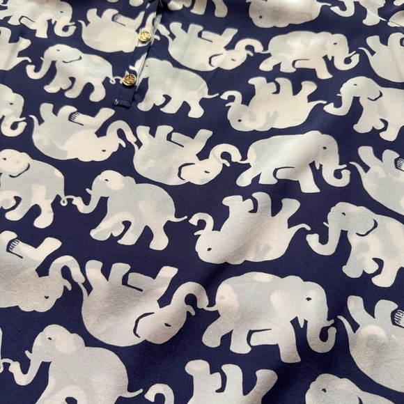 Lilly Pulitzer Elsa Elephant Navy and Cream Patterned Top - Picture 7 of 8